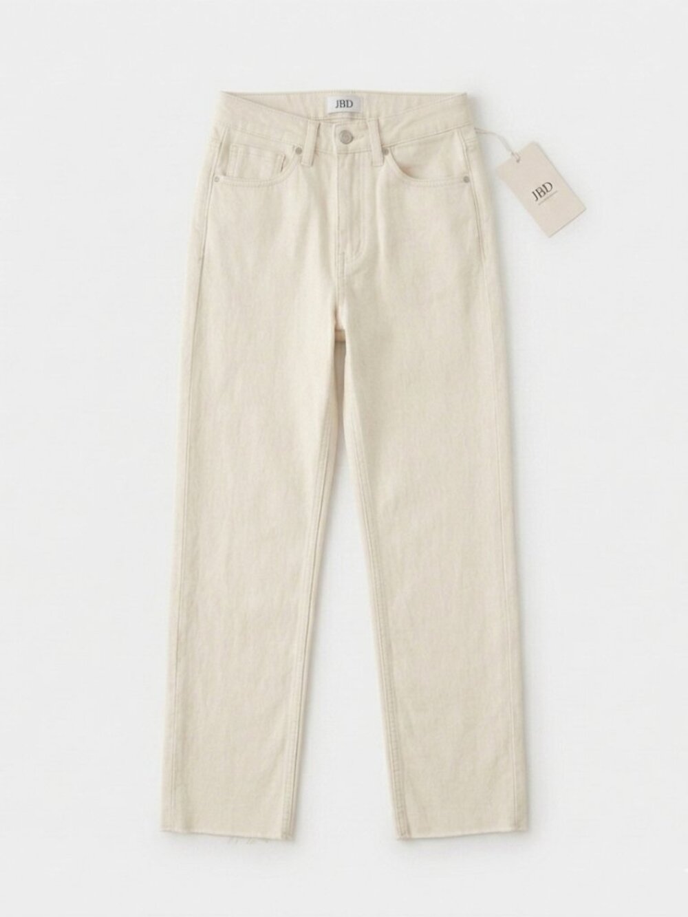 JBD Jeans Womens straight leg jeans cream high waist  26 raw hem